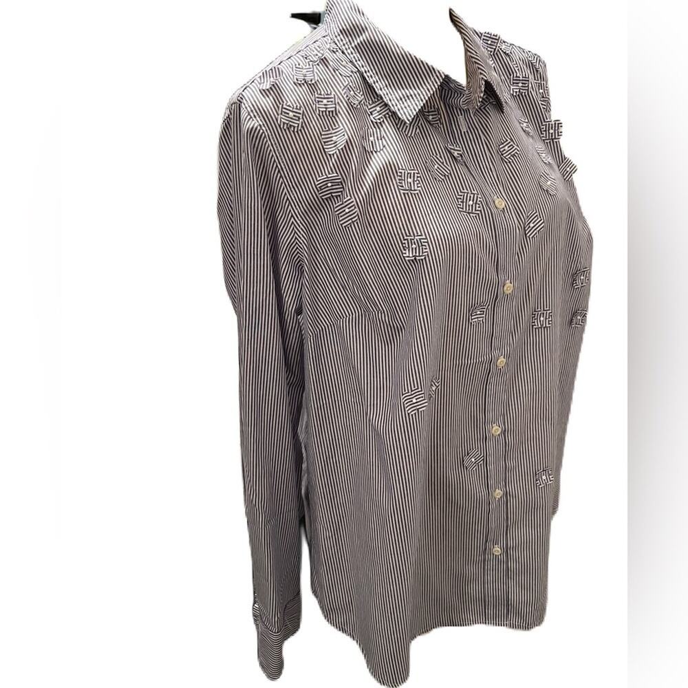A new Day Navy White Stripe Button Down Top Size‎ XXL